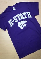K-State Wildcats Purple Power Cat Arch Short Sleeve T Shirt