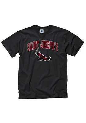 Saint Josephs Hawks Black Arch Mascot Short Sleeve T Shirt