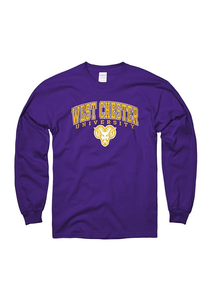 West Chester Golden Rams Purple Arch Mascot Long Sleeve T Shirt