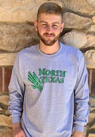 North Texas Mean Green Grey Distressed Big Logo Long Sleeve T Shirt