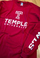 Temple Owls Cardinal Wordmark Big Logo Long Sleeve T Shirt
