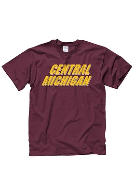 Central Michigan Chippewas Maroon Rally Loud Design Short Sleeve T Shirt