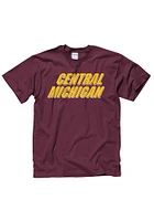 Central Michigan Chippewas Maroon Rally Loud Design Short Sleeve T Shirt