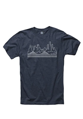Rally Detroit Navy Blue Skyline Short Sleeve Fashion T Shirt