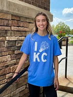 Rally Kansas City Blue Screen Print Short Sleeve Fashion T Shirt