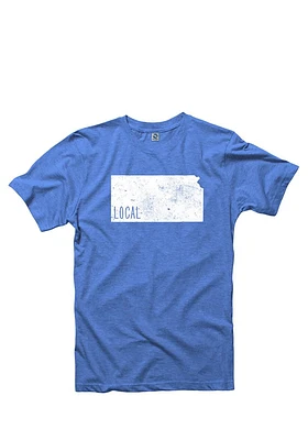 Kansas Blue State Shape Short Sleeve Fashion T Shirt