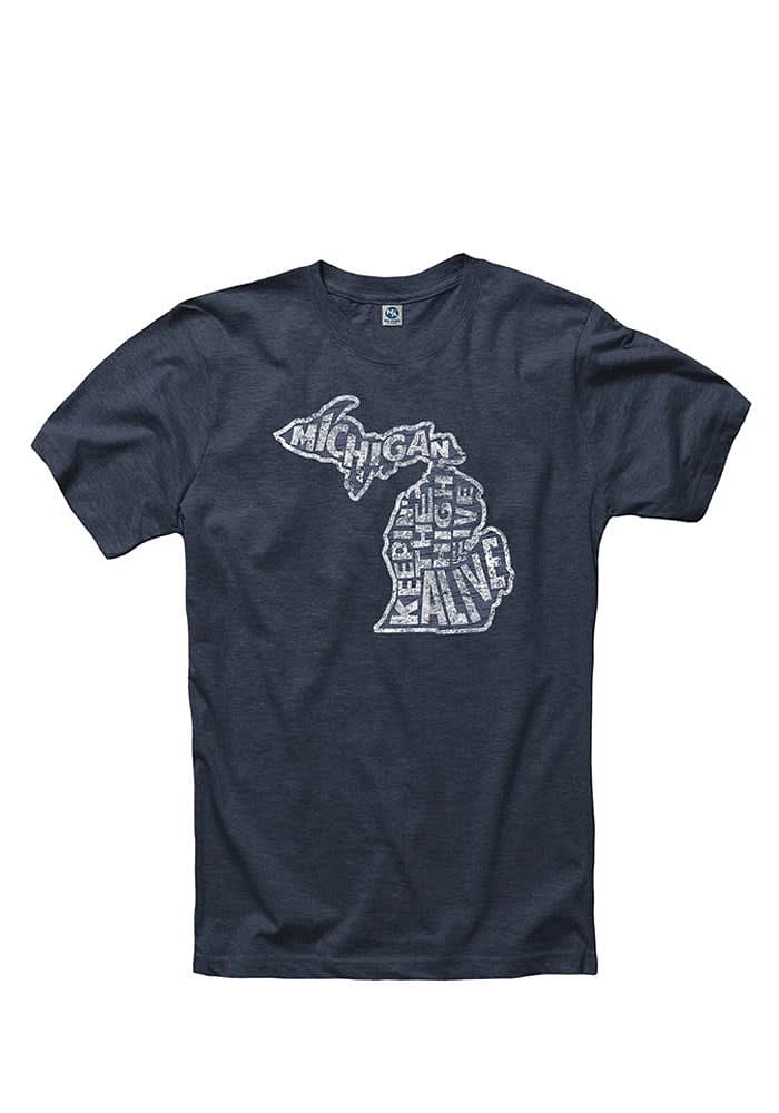 Rally Michigan Navy Blue Keep the High Five Alive Short Sleeve Fashion T Shirt