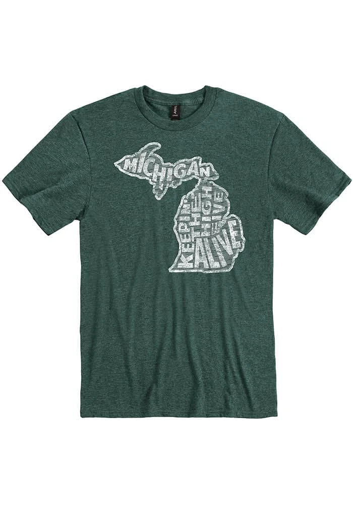 Rally Michigan Green State Shape Short Sleeve Fashion T Shirt