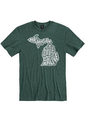 Rally Michigan Green State Shape Short Sleeve Fashion T Shirt