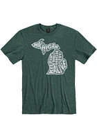 Rally Michigan Green State Shape Short Sleeve Fashion T Shirt