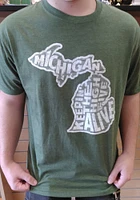 Rally Michigan Green State Shape Short Sleeve Fashion T Shirt