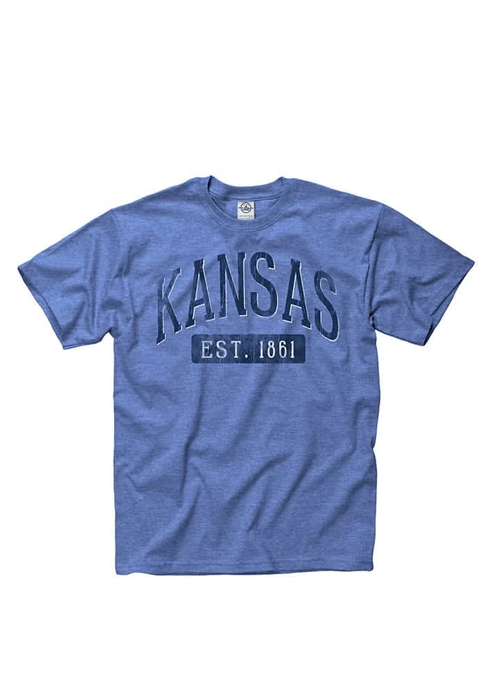 Kansas Blue Establish Date Arch Short Sleeve Fashion T Shirt
