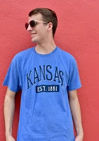 Kansas Blue Establish Date Arch Short Sleeve Fashion T Shirt