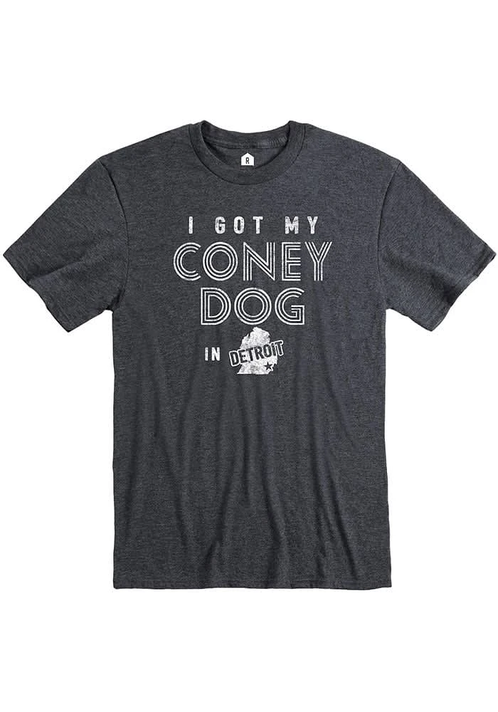 Rally Detroit Dark Grey Coney Dog Short Sleeve Fashion T Shirt