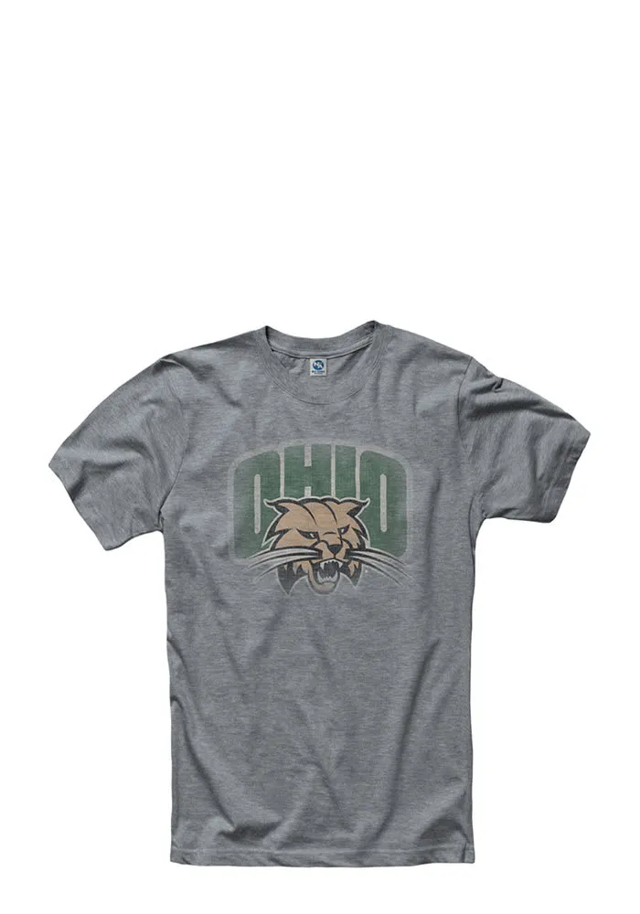 Ohio Bobcats Grey Fade Out Short Sleeve T Shirt