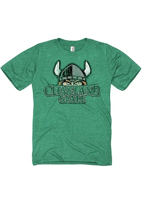 Cleveland State Vikings Green Arch Mascot Short Sleeve T Shirt