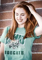 Ohio Bobcats Green Distressed Big Logo Short Sleeve Fashion T Shirt