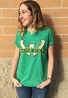 Wayne State Warriors Green Distressed Big Logo Short Sleeve T Shirt