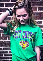 West Chester Golden Rams Green Arch Mascot Short Sleeve T Shirt