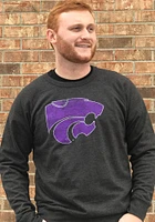 K-State Wildcats Mens Charcoal French Terry Long Sleeve Crew Sweatshirt