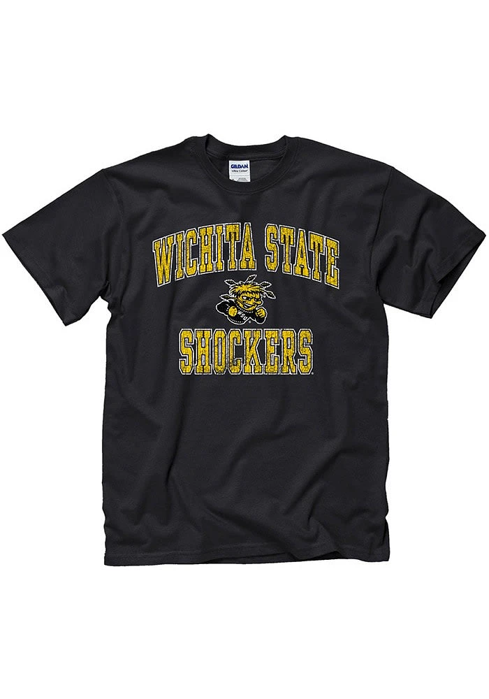 Wichita State Shockers Black Center No1 Design Short Sleeve T Shirt