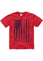 Americana Red Vertical Distressed American Flag Short Sleeve T Shirt
