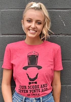 Americana Red Abe Lincoln Short Sleeve Fashion T Shirt