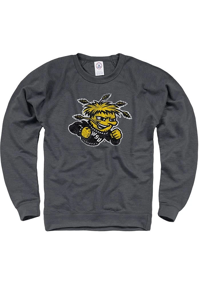 Wichita State Shockers Mens Graphite French Terry Long Sleeve Crew Sweatshirt
