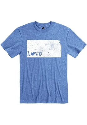 Rally Kansas Blue State Shape Love Short Sleeve Fashion T Shirt