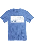 Rally Kansas Blue State Shape Love Short Sleeve Fashion T Shirt