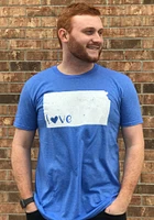 Rally Kansas Blue State Shape Love Short Sleeve Fashion T Shirt