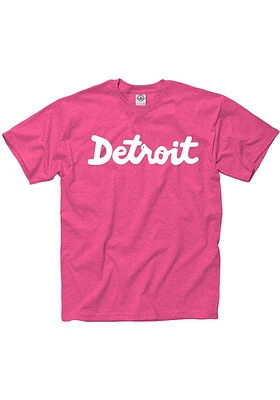 Detroit Pink Script Short Sleeve Fashion T Shirt