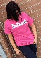 Detroit Pink Script Short Sleeve Fashion T Shirt