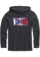 Wichita Mens Black Wordmark City Flag Long Sleeve Hoodie