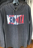 Wichita Mens Black Wordmark City Flag Long Sleeve Hoodie