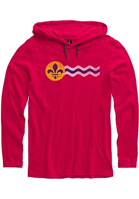 St Louis Mens Red St. Flag Long Sleeve Hoodie