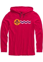 St Louis Mens Red St. Flag Long Sleeve Hoodie