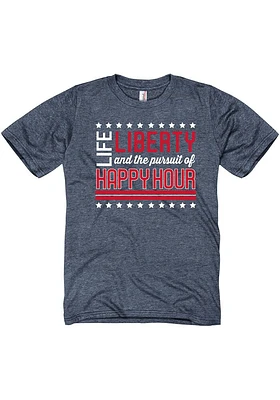 Americana Navy Blue Life, Liberty, the Pursuit of Happy Hour Short Sleeve Fashion T Shirt