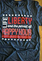 Americana Navy Blue Life, Liberty, the Pursuit of Happy Hour Short Sleeve Fashion T Shirt
