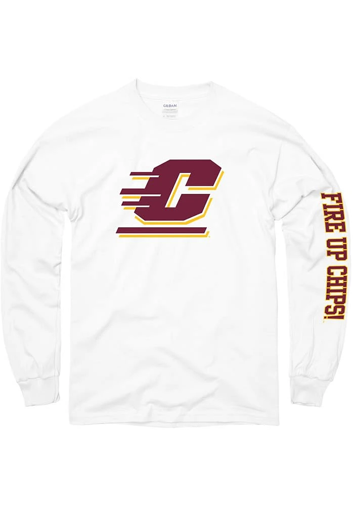 Central Michigan Chippewas White Big Logo Long Sleeve T Shirt