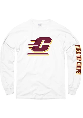 Central Michigan Chippewas White Big Logo Long Sleeve T Shirt