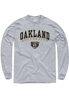 Oakland University Golden Grizzlies Grey Arch Mascot Long Sleeve T Shirt