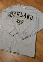 Oakland University Golden Grizzlies Grey Arch Mascot Long Sleeve T Shirt