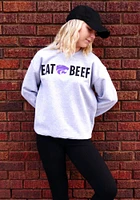 K-State Wildcats Mens Grey Eat Beef Long Sleeve Crew Sweatshirt