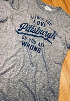 Pittsburgh Navy Blue Either you love Short Sleeve Fashion T Shirt