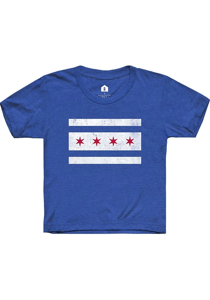 Rally Chicago Youth Blue Flag Short Sleeve Fashion T-Shirt