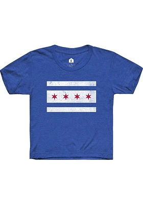 Rally Chicago Youth Blue Flag Short Sleeve Fashion T-Shirt