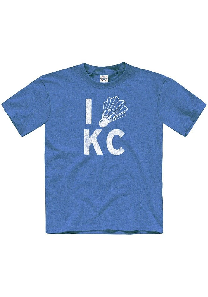 Kansas City Youth Blue I Shuttlecock KC Short Sleeve Fashion T-Shirt