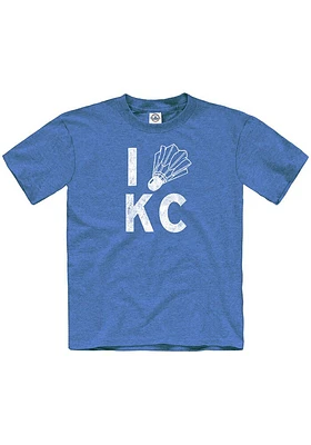Kansas City Youth Blue I Shuttlecock KC Short Sleeve Fashion T-Shirt