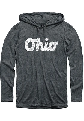 Ohio Mens Dark Grey Woodmark Script Long Sleeve Hoodie